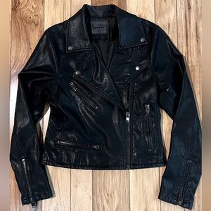 BLANKNYC 
Vegan leather semi fit moto jacket